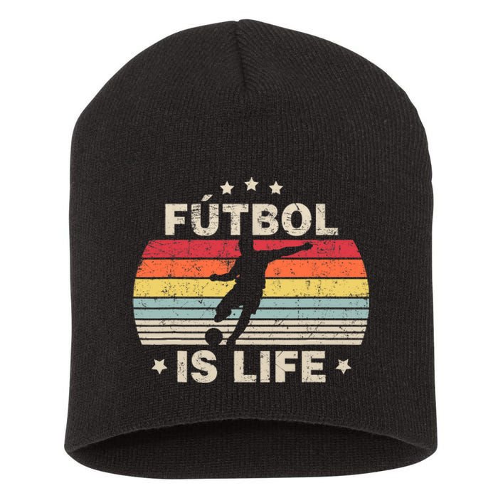 Futbol Is Life Soccer Funny Football Lover Vintage Short Acrylic Beanie