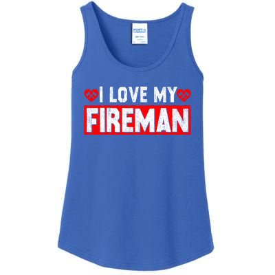 Funny I Love My Fire Firefighter Wife Husband Couple Gift Ladies Essential Tank