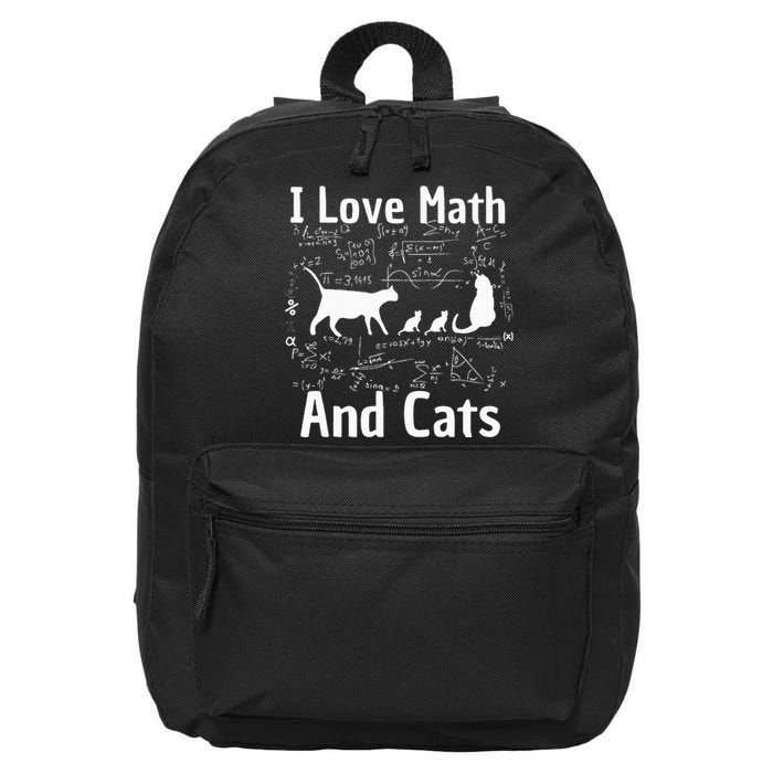 funny I Love Math And Cats Math Lover  16 in Basic Backpack