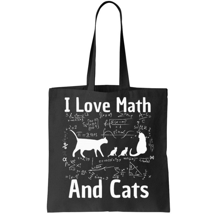 funny I Love Math And Cats Math Lover  Tote Bag