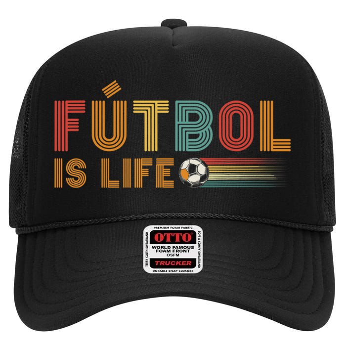 Futbol Is Life Football Lover Soccer Funny Vintage High Crown Mesh Back Trucker Hat