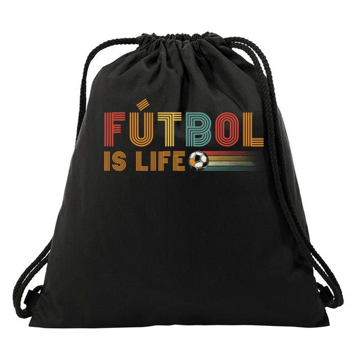 Futbol Is Life Football Lover Soccer Funny Vintage Drawstring Bag