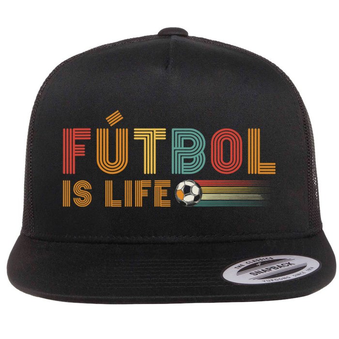 Futbol Is Life Football Lover Soccer Funny Vintage Flat Bill Trucker Hat