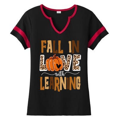 Fall In Love With Learning Teacher Gift Ladies Halftime Notch Neck Tee