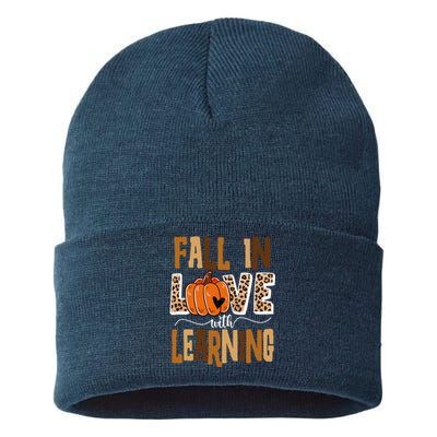 Fall In Love With Learning Teacher Gift Sustainable Knit Beanie