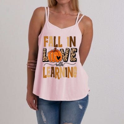 Fall In Love With Learning Teacher Gift Women's Strappy Tank