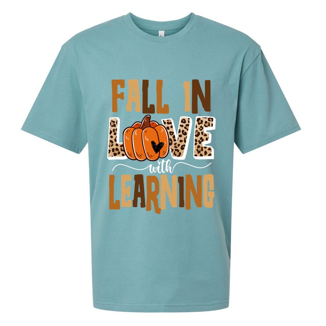 Fall In Love With Learning Teacher Gift Sueded Cloud Jersey T-Shirt