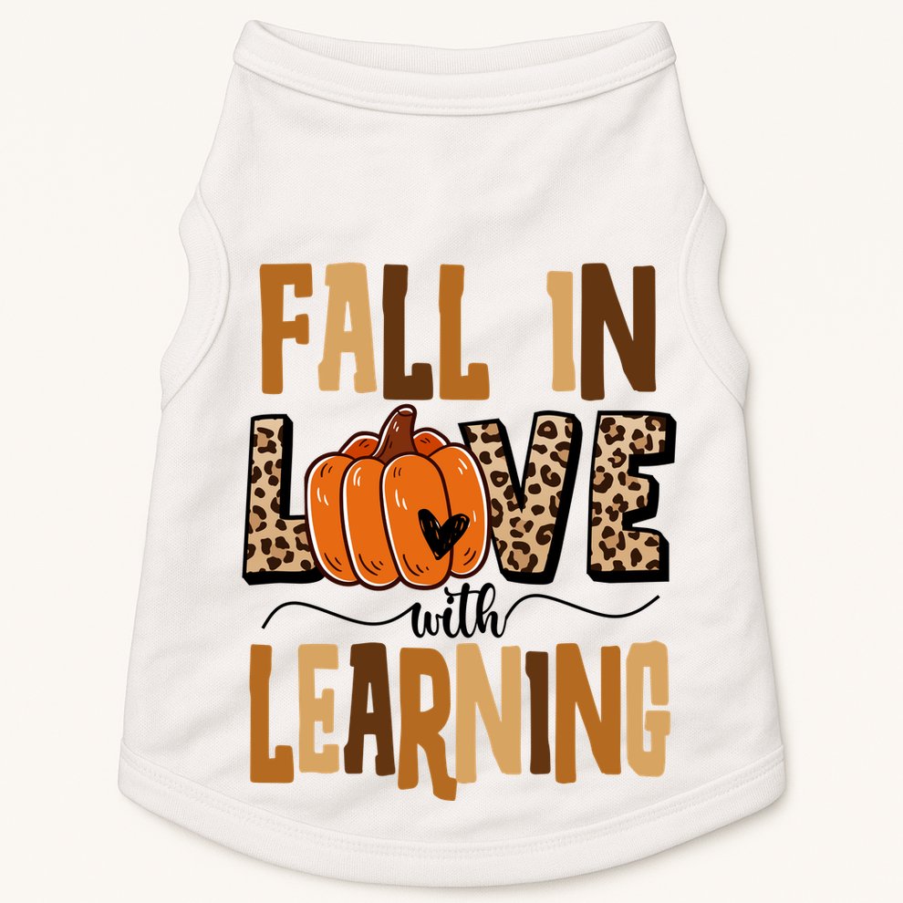Fall In Love With Learning Teacher Gift Doggie Tank