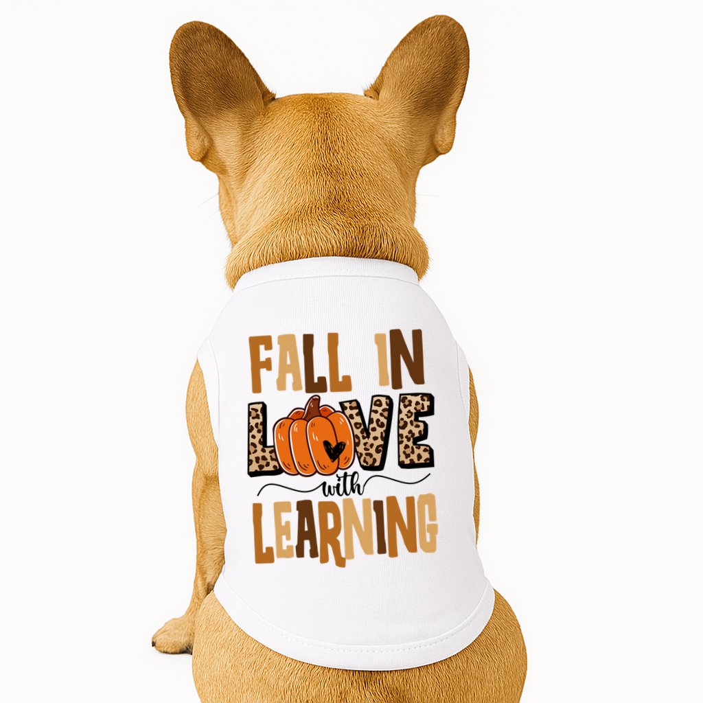 Fall In Love With Learning Teacher Gift Doggie Tank