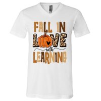 Fall In Love With Learning Teacher Gift V-Neck T-Shirt