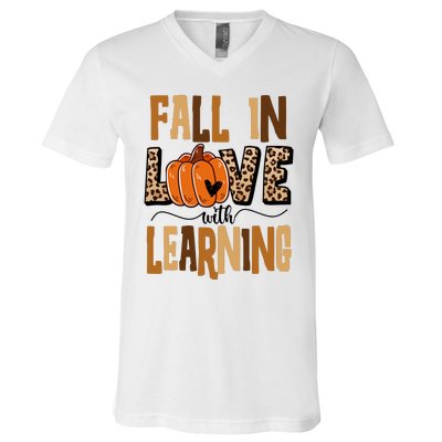 Fall In Love With Learning Teacher Gift V-Neck T-Shirt