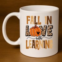 Fall In Love With Learning Teacher Gift 11oz C Handle Ceramic Mug