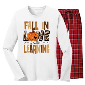 Fall In Love With Learning Teacher Gift Women's Long Sleeve Flannel Pajama Set 