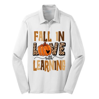 Fall In Love With Learning Teacher Gift Silk Touch Performance Long Sleeve Polo