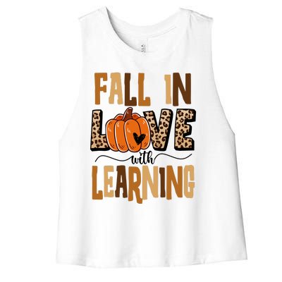 Fall In Love With Learning Teacher Gift Women's Racerback Cropped Tank