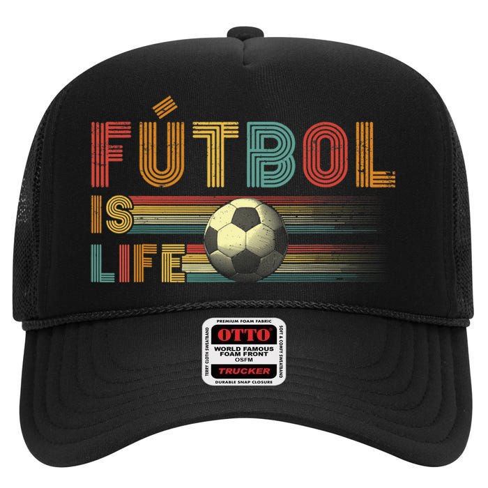 Futbol Is Life Football Lover Soccer Funny Vintage High Crown Mesh Back Trucker Hat