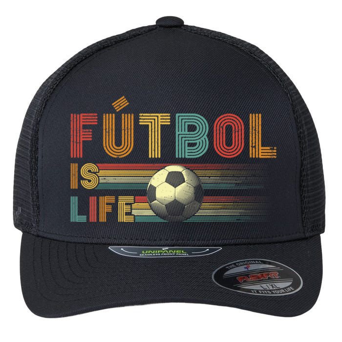 Futbol Is Life Football Lover Soccer Funny Vintage Flexfit Unipanel Trucker Cap