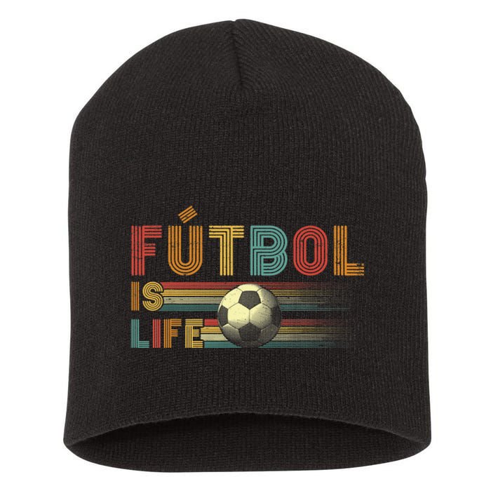 Futbol Is Life Football Lover Soccer Funny Vintage Short Acrylic Beanie