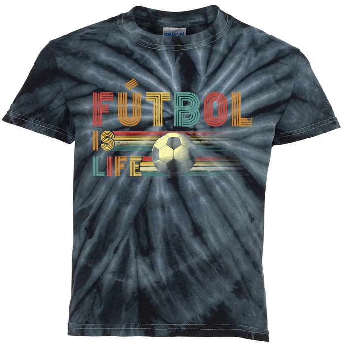 Futbol Is Life Football Lover Soccer Funny Vintage Kids Tie-Dye T-Shirt