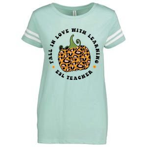 Fall In Love With Learning Esl Teacher Squad Autumn Funny Gift Enza Ladies Jersey Football T-Shirt