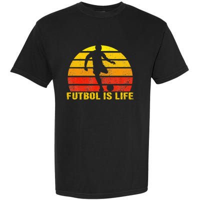 Futbol Is Life Vintage Soccer Player Sports Futbol Garment-Dyed Heavyweight T-Shirt