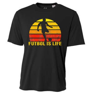 Futbol Is Life Vintage Soccer Player Sports Futbol Cooling Performance Crew T-Shirt