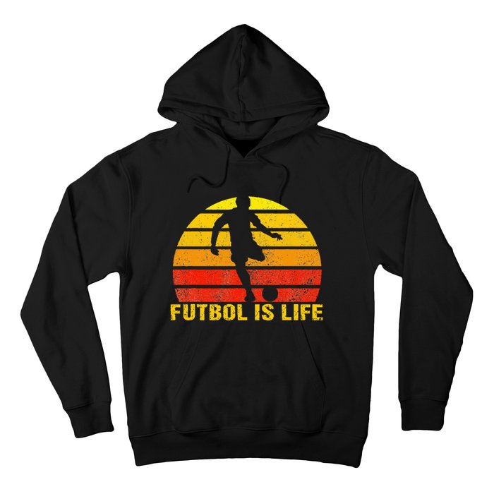 Futbol Is Life Vintage Soccer Player Sports Futbol Hoodie