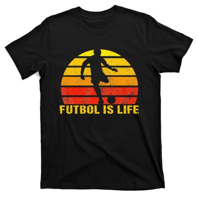 Futbol Is Life Vintage Soccer Player Sports Futbol T-Shirt