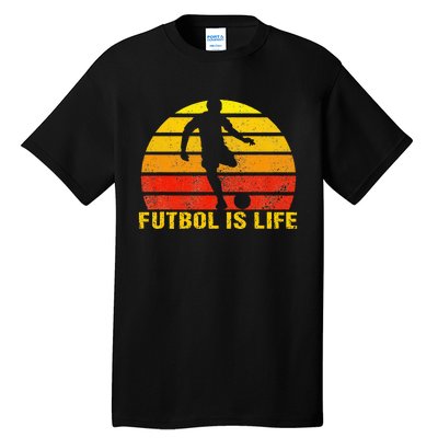 Futbol Is Life Vintage Soccer Player Sports Futbol Tall T-Shirt