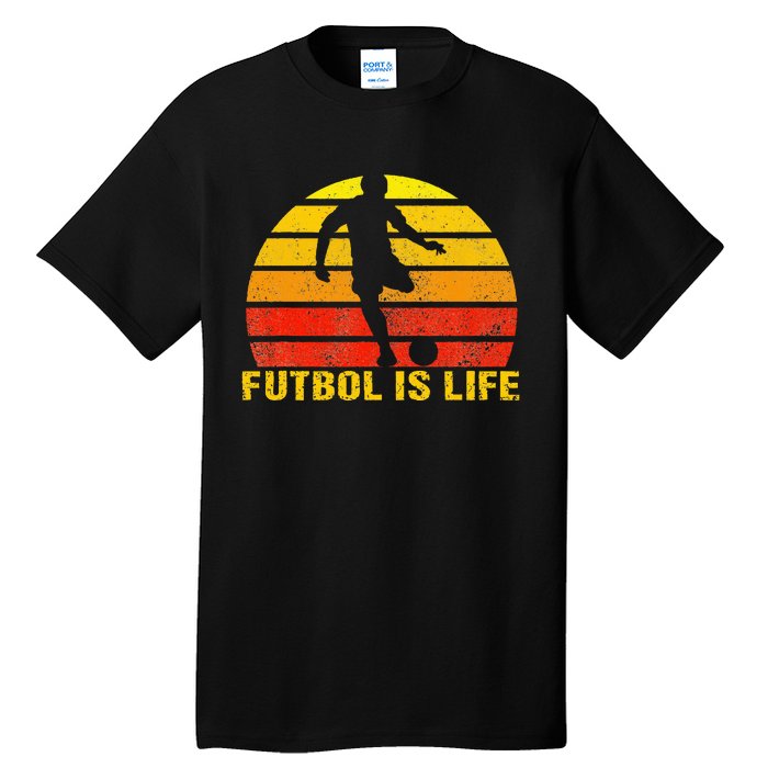 Futbol Is Life Vintage Soccer Player Sports Futbol Tall T-Shirt