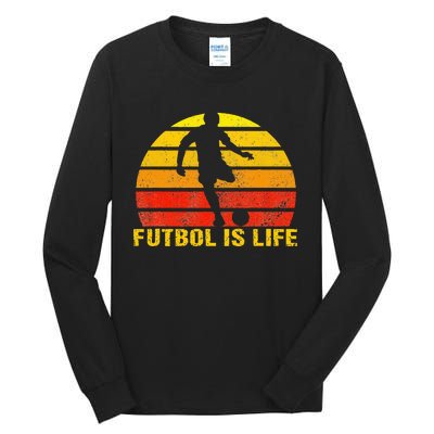 Futbol Is Life Vintage Soccer Player Sports Futbol Tall Long Sleeve T-Shirt