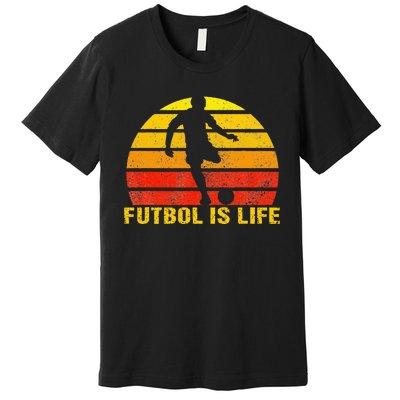 Futbol Is Life Vintage Soccer Player Sports Futbol Premium T-Shirt