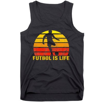 Futbol Is Life Vintage Soccer Player Sports Futbol Tank Top