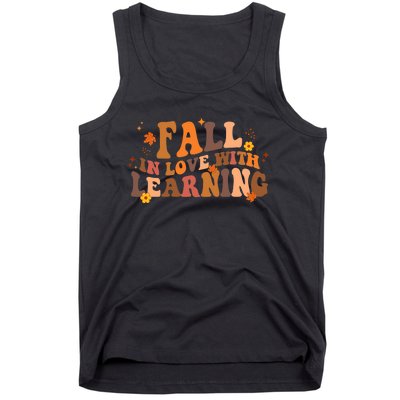 Fall In Love With Learning Fall Teacher Thanksgiving Groovy Tank Top