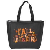 Fall In Love With Learning Fall Teacher Thanksgiving Groovy Zip Tote Bag