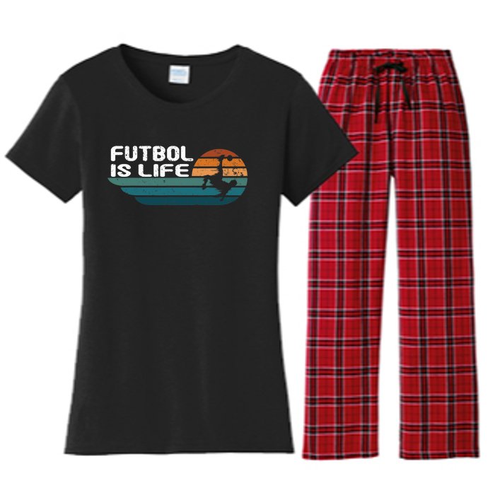 Fútbol Is Life Funny Vintage Football Lover Soccer Women's Flannel Pajama Set