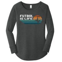 Fútbol Is Life Funny Vintage Football Lover Soccer Women's Perfect Tri Tunic Long Sleeve Shirt