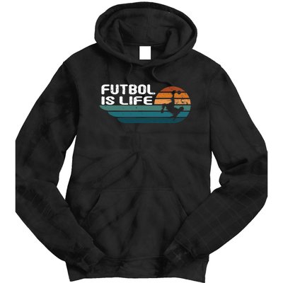 Fútbol Is Life Funny Vintage Football Lover Soccer Tie Dye Hoodie