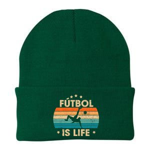 Futbol Is Life Retro Soccer Gift For Player Knit Cap Winter Beanie