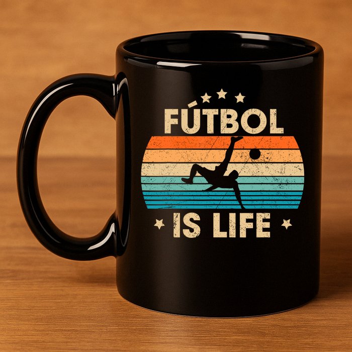 Futbol Is Life Retro Soccer Gift For Player 11oz C Handle Ceramic Mug