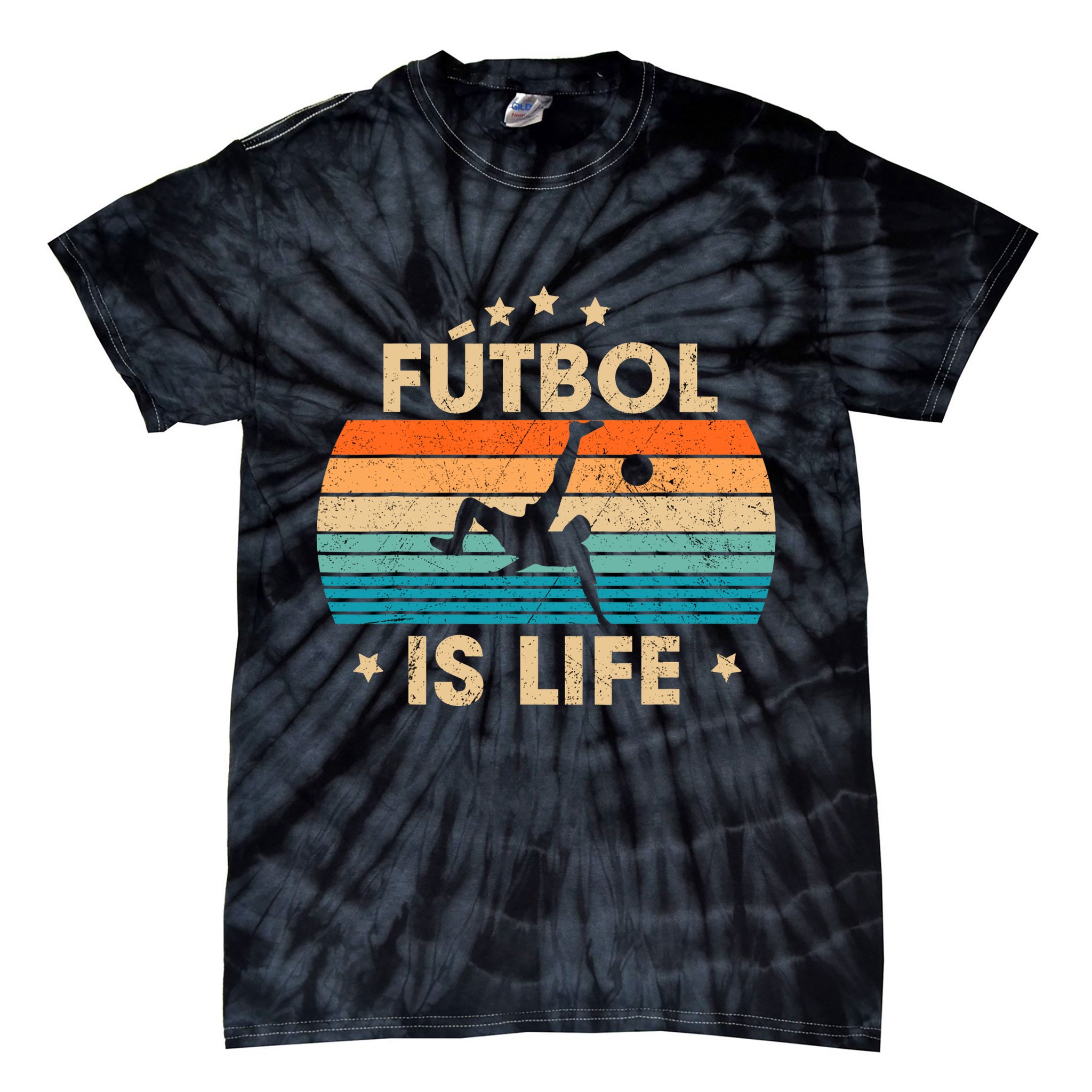 Futbol Is Life Retro Soccer Gift For Player Tie-Dye T-Shirt