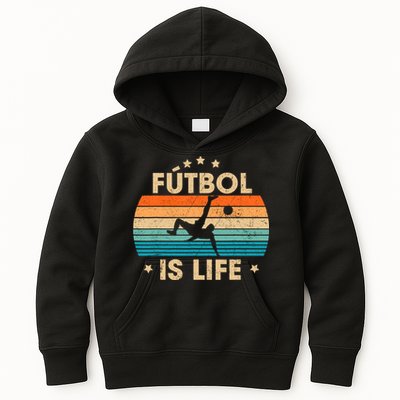 Futbol Is Life Retro Soccer Gift For Player Kids Hoodie