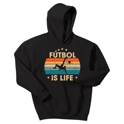 Futbol Is Life Retro Soccer Gift For Player Kids Hoodie