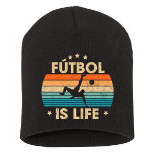 Futbol Is Life Retro Soccer Gift For Player Short Acrylic Beanie