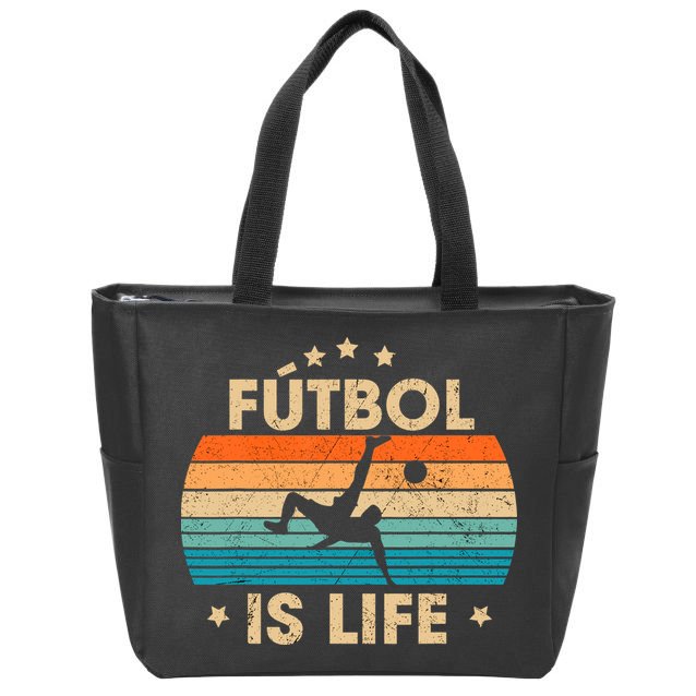 Futbol Is Life Retro Soccer Gift For Player Zip Tote Bag