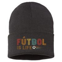 Futbol Is Life Football Lover Soccer Funny Vintage Sustainable Knit Beanie