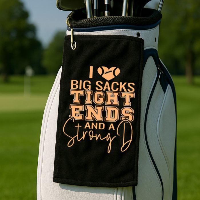 Funny I Love Big Sacks Tight Ends And A Strong D Golf Towel