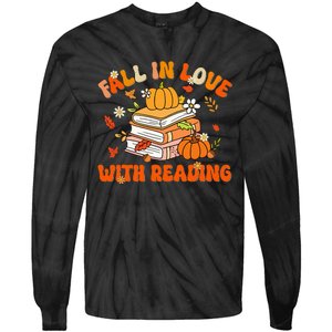 Fall In Love With Reading Book Autumn Pumpkins And Teachers Tie-Dye Long Sleeve Shirt