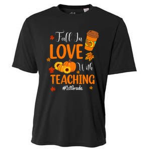 Fall In Love With Teaching 1st Grade Teacher Thanksgiving Cooling Performance Crew T-Shirt