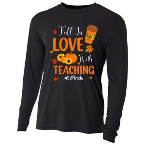 Fall In Love With Teaching 1st Grade Teacher Thanksgiving Cooling Performance Long Sleeve Crew